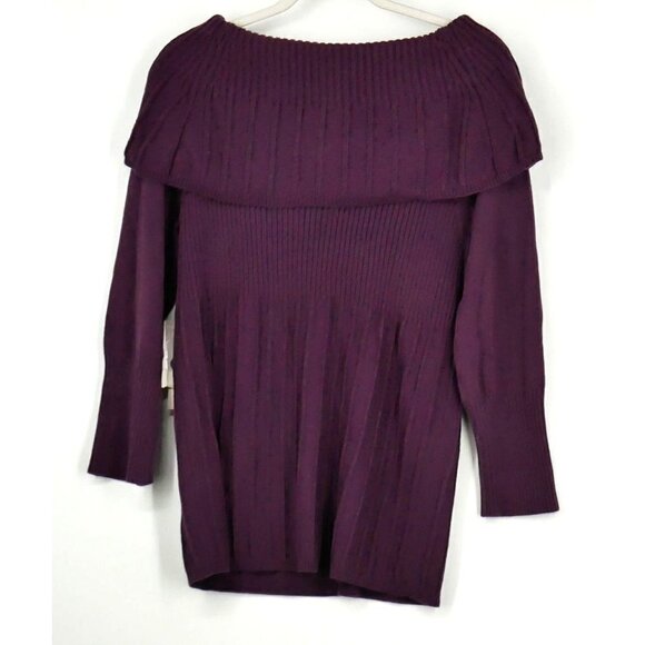 NWT Kenneth Cole Off-Shoulder Sweater Purple L - Picture 2 of 3